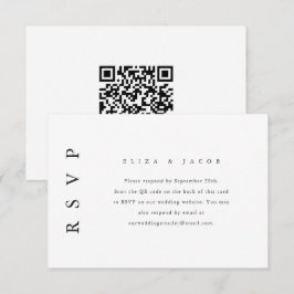 Elegant Black Wedding RSVP met QR-code Kaartje