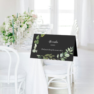 Elegant Black Wedding Simple Foliage Custom Plaatskaartje