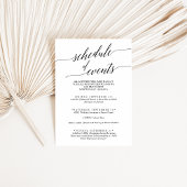 Elegant Black Wedding Weekend Schedule of Events Informatiekaartje