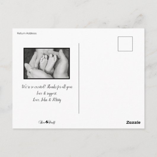 Elegant Black & White 2 Fotoaankondiging Briefkaart (Achterkant)