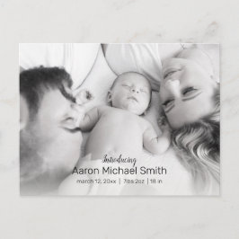 Elegant Black & White 2 Fotoaankondiging Briefkaart