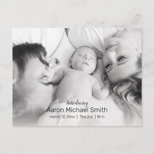 Elegant Black & White 2 Fotoaankondiging Briefkaart (Voorkant)