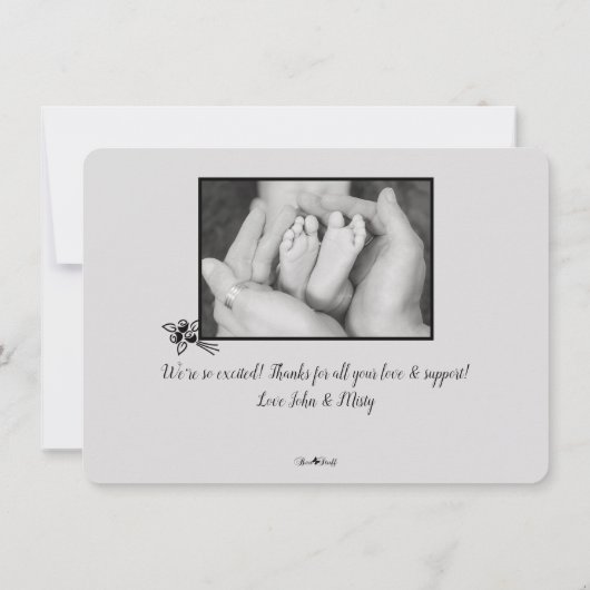 Elegant Black & White 2 Fotoaankondiging Kaart (Achterkant)