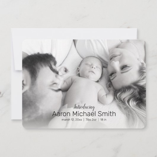 Elegant Black & White 2 Fotoaankondiging Kaart (Voorkant)