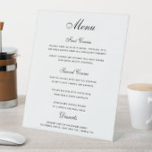 Elegant Black White 3-cursus Weddenmenu Reclamebord Met Voetstuk (Insitu)