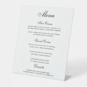 Elegant Black White 3-cursus Weddenmenu Reclamebord Met Voetstuk (Voorkant)