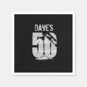 Elegant Black & White 50th Any Age Birthday Party Servet