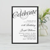 Elegant Black & White 50th Birthday-uitnodigingen Kaart (Staand voorkant)