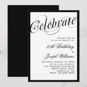 Elegant Black & White 50th Birthday-uitnodigingen Kaart (Voorkant / Achterkant)