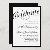 Elegant Black & White 50th Jubileum-uitnodigingen Kaart (Voorkant / Achterkant)