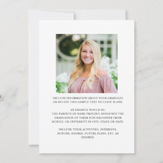 Elegant Black White 6 Photo Collage Afstuderen Aankondiging (Achterkant)