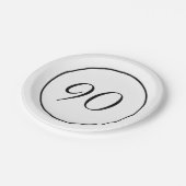 Elegant Black White 90th Birthday Papieren Bordje (Gekanteld)