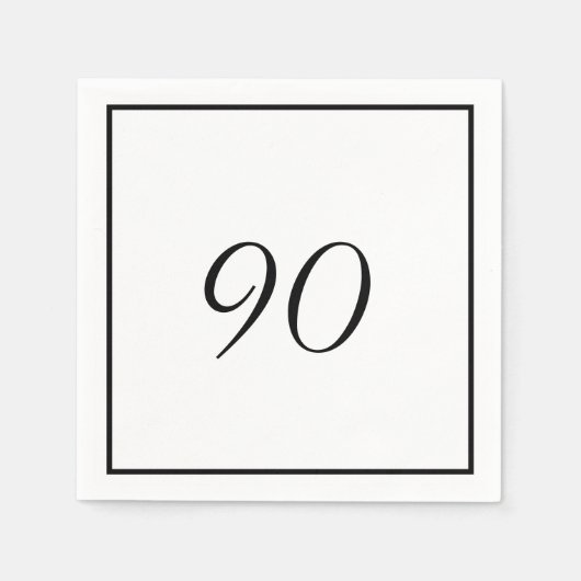Elegant Black White 90th Birthday Servet (Voorkant)