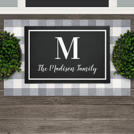 Elegant Black White - aangepast monogram Initiaal Deurmat