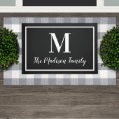 Elegant Black White - aangepast monogram Initiaal Deurmat