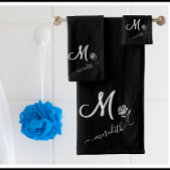 Elegant Black White — Aangepast monogram naam aanj Bad Handdoek