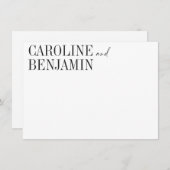 Elegant Black White - aangepaste naam bruiloft Notitiekaartje (Voorkant / Achterkant)