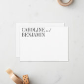 Elegant Black White - aangepaste naam bruiloft Notitiekaartje (Voorkant / Achterkant in situ)