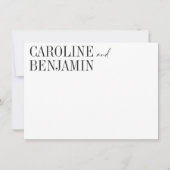 Elegant Black White - aangepaste naam bruiloft Notitiekaartje (Voorkant)