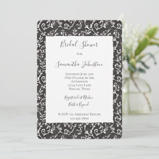 Elegant Black White Abstract Bridal Shower Kaart (Staand voorkant)