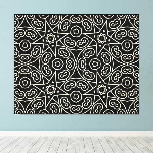 Elegant Black & White Abstract Geometric Pattern Canvas Afdruk (Insitu (Houten vloer))