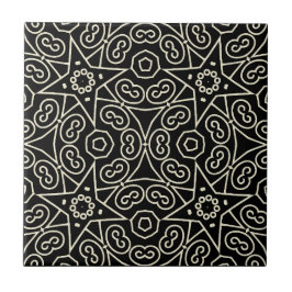Elegant Black & White Abstract Geometric Pattern  Tegeltje