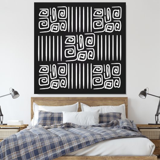 Elegant black &white abstract pattern canvas afdruk (Insitu (Slaapkamer))