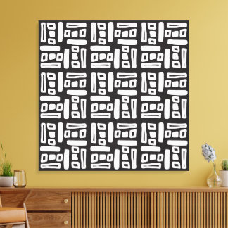 Elegant Black &White Abstract Pattern Canvas Afdruk