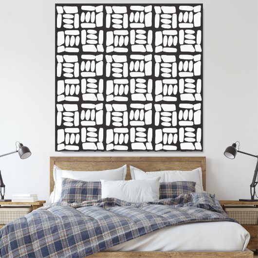 Elegant Black &White  Abstract Pattern Canvas Afdruk (Insitu (Slaapkamer))