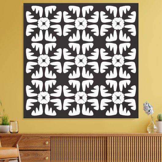 Elegant Black &White  Abstract Pattern Canvas Afdruk (Insitu (Woonkamer))
