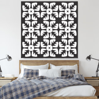 Elegant Black &White Abstract Pattern Canvas Afdruk