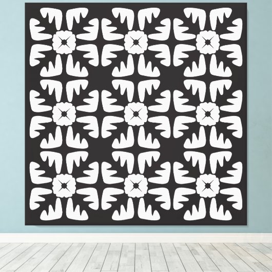 Elegant Black &White Abstract Pattern Canvas Afdruk (Insitu (Houten vloer))
