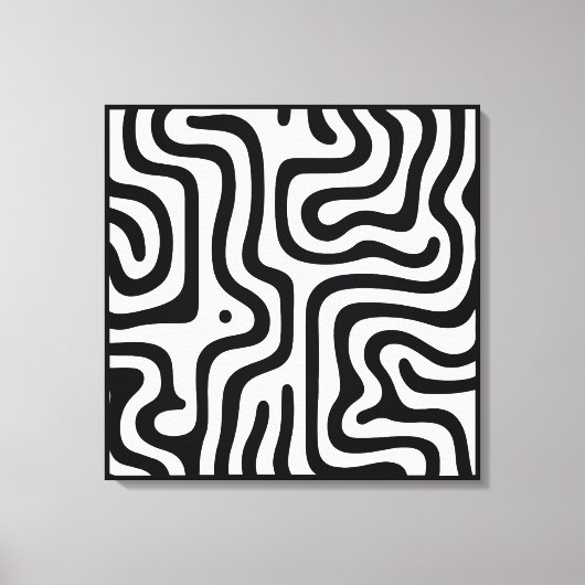Elegant Black &White Abstract Pattern Canvas Afdruk (Voorkant)