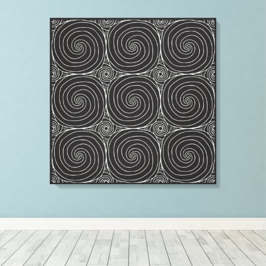 Elegant Black &White Abstract Pattern Canvas Afdruk (Insitu (Houten vloer))