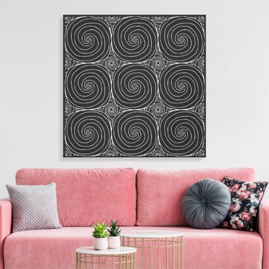 Elegant Black &White Abstract Pattern Canvas Afdruk (Insitu (Woonkamer))