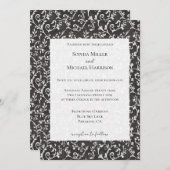 Elegant Black White Abstract Wedding Kaart (Voorkant / Achterkant)