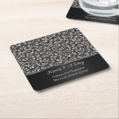 Elegant Black White Abstract Wedding Kartonnen Onderzetters (Schuin)