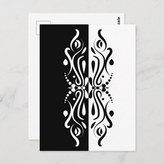 Elegant Black & White Abstracte Harlequin Style Briefkaart (Voorkant / Achterkant)