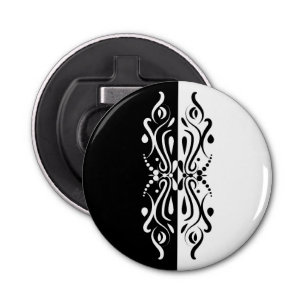 Elegant Black & White Abstracte Harlequin Style Button Flesopener
