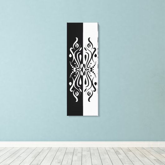 Elegant Black & White Abstracte Harlequin Style Canvas Afdruk (Insitu (Houten vloer))