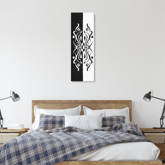 Elegant Black & White Abstracte Harlequin Style Canvas Afdruk (Insitu (Slaapkamer))