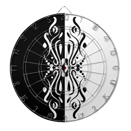 Elegant Black & White Abstracte Harlequin Style Dartbord (Voorkant)