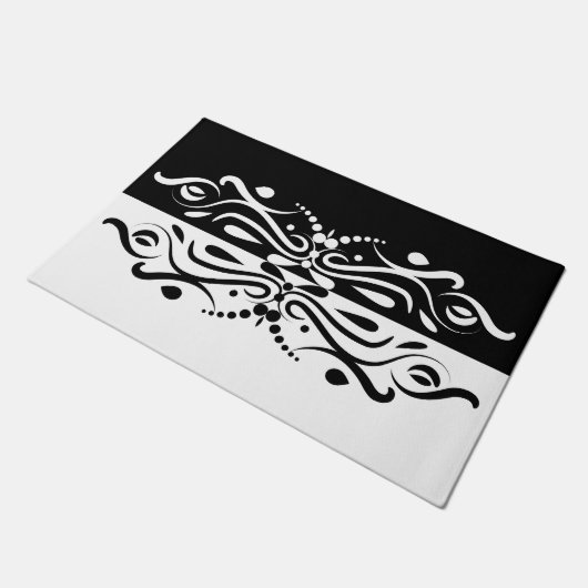 Elegant Black & White Abstracte Harlequin Style Deurmat (Schuin)