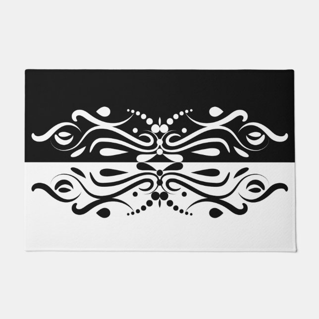 Elegant Black & White Abstracte Harlequin Style Deurmat (Voorkant)