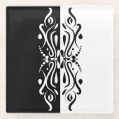 Elegant Black & White Abstracte Harlequin Style Glazen Onderzetter (Voorkant)