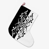 Elegant Black & White Abstracte Harlequin Style Grote Kerstsok (Voorkant (Hangend))