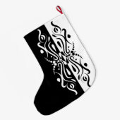 Elegant Black & White Abstracte Harlequin Style Grote Kerstsok (Achterkant (Hangend))