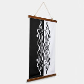 Elegant Black & White Abstracte Harlequin Style Hangend Wandkleed (Gebogen)