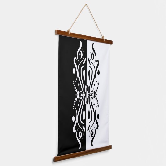 Elegant Black & White Abstracte Harlequin Style Hangend Wandkleed (Gebogen)