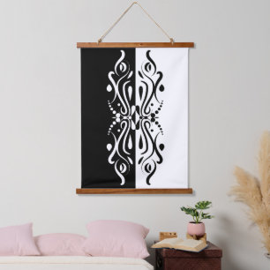 Elegant Black & White Abstracte Harlequin Style Hangend Wandkleed